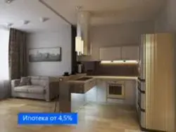 3D interior of kitchen living room