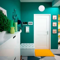 Gray green hallway interior