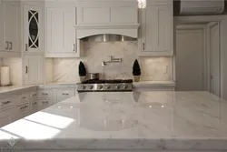 Beige marble in the kitchen interior