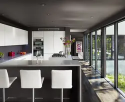 Gray Windows In The Kitchen Interior