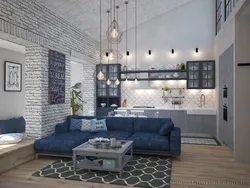 Loft sofa in the kitchen interior