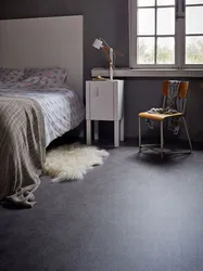 Gray Linoleum In The Bedroom Interior