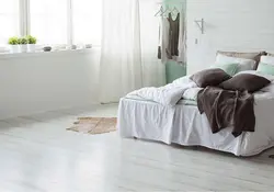 Gray linoleum in the bedroom interior