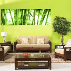 Green painting in the living room interior