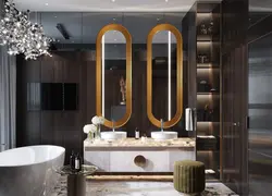 Bathtub with oval mirror interior