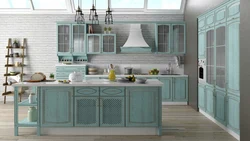 Turquoise Provence kitchen in the interior
