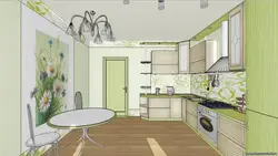 Рисунки интерьер кухни с цветами