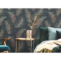 Yataq otağının interyerində Avropa dekorasiyalı divar kağızı