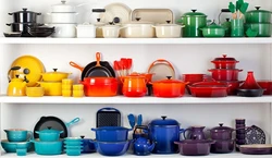 Color of dishes in the kitchen interior