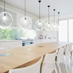 Chandelier ball in the interior of the kitchen