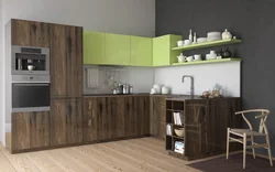 Combination of colors in the interior of the oak kitchen