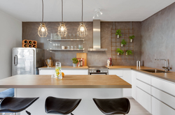 Kitchen interior with only floor cabinets