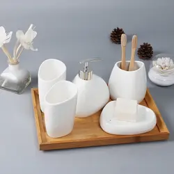 Ceramic accessories for the bathroom in the interior