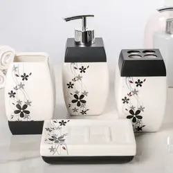 Ceramic accessories for the bathroom in the interior