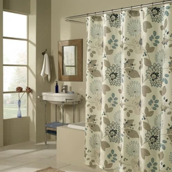 White curtain in the bathroom in the interior