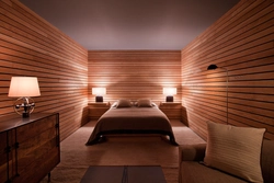 Wood paneling in the bedroom interior
