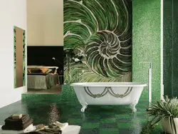 Плитка с листьями в интерьере ванной