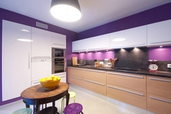 Purple and yellow in the kitchen interior