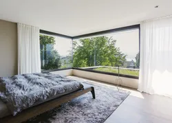 Bedroom Interior With Floor-To-Ceiling Windows