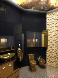 Ванна бөлмесінің дизайны алтын қара