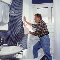 Bathroom design with self-adhesive film