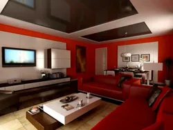 Черно красная гостиная дизайн