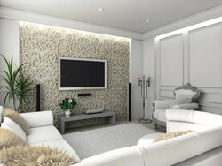 Дизайн гостиной с белым телевизором