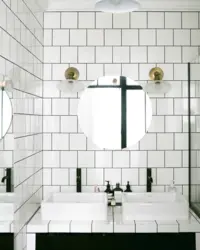 White Tiles In The Bathroom With White Grout Photo
