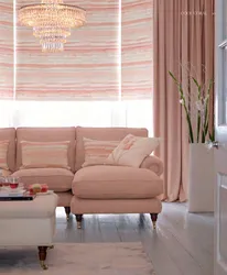 Curtains dusty rose in the living room interior photo