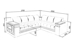 Corner sofas photo with dimensions for the living room