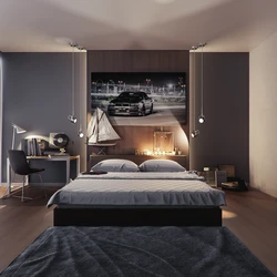 Bedroom design with a large bed photo