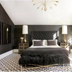 White bedroom design with gold