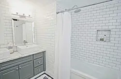 Дизайн ванной белые кирпичики