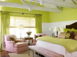 Yellow-green bedroom interior