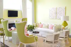 Green pink living room photo