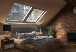 Спальня с мансардными окнами интерьер