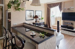 Tables in the interior of the kitchen living room