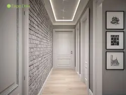 Gray bricks in the hallway interior