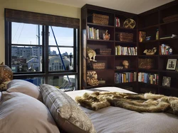 Bedroom with bookcase photo