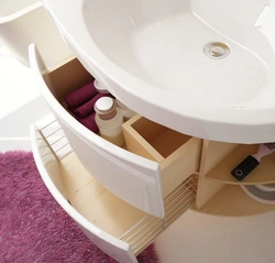Kiçik vanna otağı fotoşəkili üçün lavabo ilə kabinet