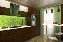 Kitchen interior with green refrigerator