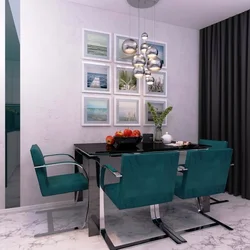 Emerald colored chairs for the kitchen in the interior