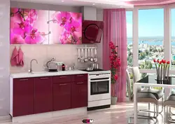 Kitchen fronts with flowers photo