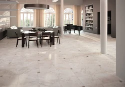 Marble-effect porcelain tiles on the kitchen floor photo