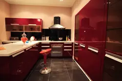 Red-brown kitchen in the interior