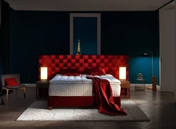 Bedroom interior with red bed