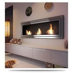 Built-In Bio-Fireplace In The Living Room Interior Photo
