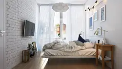 Спальні з белай цэглай фота