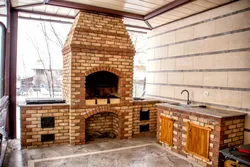 Cottage kitchen made of brick photo