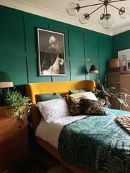 Сине зеленая спальня фото